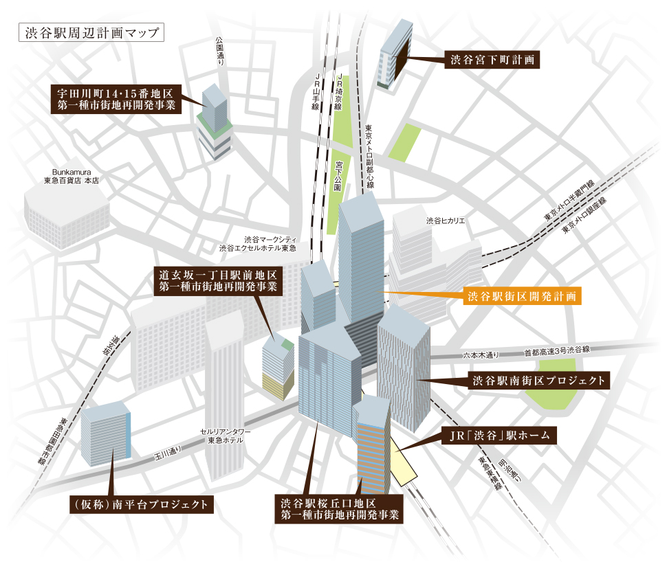 渋谷駅周辺計画マップ