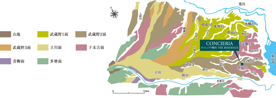 標高約34.4mの高台に立地