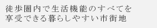 徒歩圏内で生活機能のすべてを享受できる暮らしやすい市街地