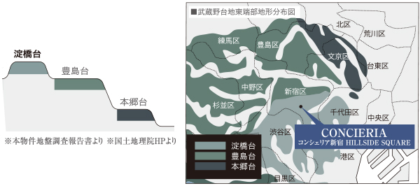 武蔵野台地東端部地形分布図