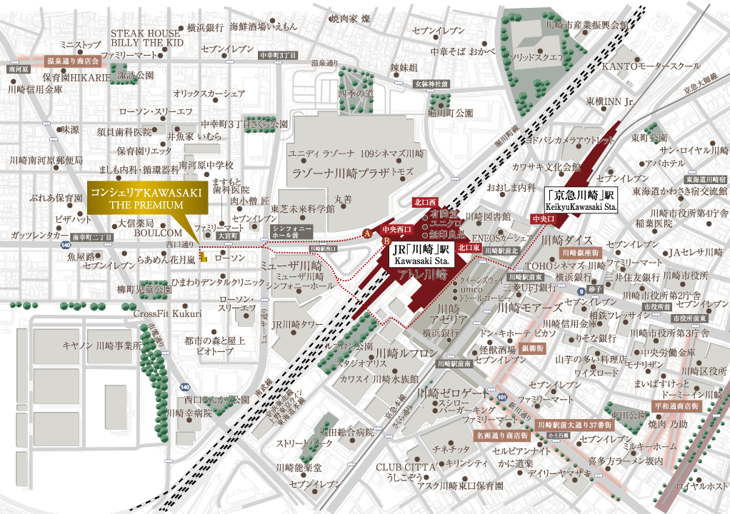 コンシェリア KAWASAKI THE PREMIUM 現地案内図