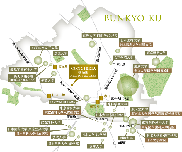文京区周辺に位置する大学
