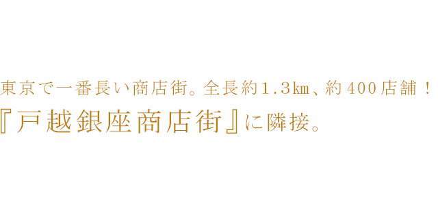 東京で一番長い商店街。全長約1.3㎞、約400店舗！『戸越銀座商店街』に隣接。